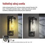 Emos ZGC040P, záhradné nástenné svietidlo ZALA, senzor súmraku, 14,5 x 8,9 x 26,2 cm, 1 x E27, 15 W