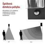 Emos ZGC040P ZALA, záhradné nástenné svietidlo, senzor súmraku, 14,5 x 8,9 x 26,2 cm, 1 x E27, 15 W