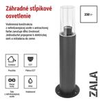 Emos ZGC0A0P, záhradné stĺpikové svietidlo ZALA, 14 x 14 x 50 cm, 1 x E27, 15 W