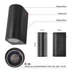 Emos ZGF020P, záhradné nástenné svietidlo OCULUS, 8,8 x 6,7 x 15,3 cm, 2 x GU10, 35 W