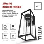 Emos ZGI010P TILLIA, záhradné nástenné svietidlo, 13,2 x 11 x 27 cm, 1 x E27, 15 W