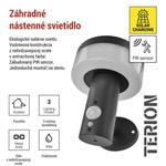 Emos ZGJ044S, LED záhradné solárne nástenné svietidlo TERION, senzor súmraku, 12,5 x 14,7 x 14,2 cm