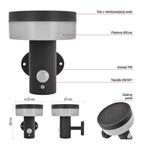 Emos ZGJ044S, LED záhradné solárne nástenné svietidlo TERION, senzor súmraku, 12,5 x 14,7 x 14,2 cm