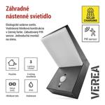 Emos ZGK044S, LED záhradné solárne nástenné svietidlo VEREA, senzor súmraku, 10,7 x 15,4 x 13 cm