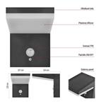 Emos ZGK044S, LED záhradné solárne nástenné svietidlo VEREA, senzor súmraku, 10,7 x 15,4 x 13 cm