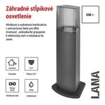 Emos ZGL0A0P LANA, záhradné stĺpikové svietidlo, 15,3 x 13,3 x 45 cm, 1 x E27, 25 W