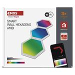 Emos ZIW223R GoSmart, LED svietidlo Hexagon, 3 časti, 5,4 W, RGB, stmievateľné, WiFi