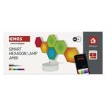 Emos ZIW426R GoSmart, LED stolná lampa Hexagon biela, 6 častí, RGB, stmievateľná, WiFi