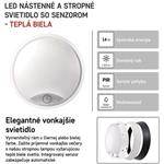 Emos ZM3131, LED prisadené svietidlo s PIR, kruh, čierna/biela, 14W, teplá biela