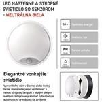 Emos ZM3231, LED prisadené svietidlo s PIR, kruh, čierna/biela, 14W, neutrálna biela