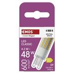 Emos ZQ9D33, LED žiarovka Classic JC, G9, 4,3 W (48 W), 600 lm, neutrálna biela