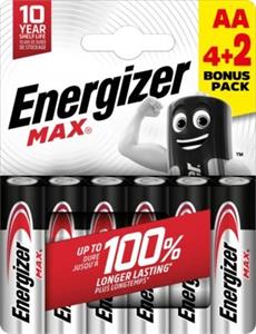 Energizer Max AA alkalické batérie 6ks (4+2)