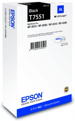 Epson atrament WF8000 series black XL - 100ml T7551
