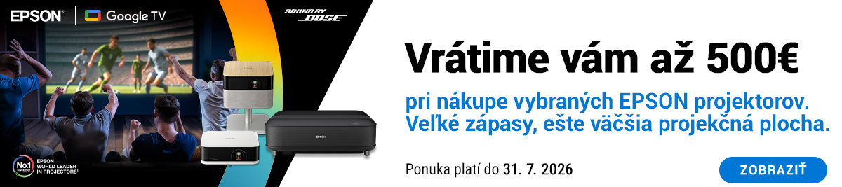 EPSON Cashback na projektory vo výške až 500€