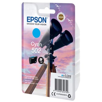 Epson originál ink C13T02V24010, 502, T02V240, cyan, 165str., 3.3ml, Epson XP-5100, XP-5105, WF-2880dwf, WF2865dwf