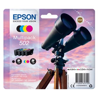 Epson originál ink C13T02V64010, 502, T02V640, CMYK, 550str., 3x3.3/4.6ml, Epson XP-5100, XP-5105, WF-2880dwf, WF2865dwf