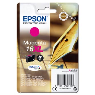 Epson originál ink C13T16334012, T163340, 16XL, magenta, 6.5ml, Epson WorkForce WF-2540WF, WF-2530WF, WF-2520NF, WF-2010