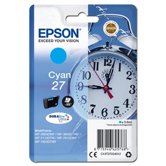 Epson originál ink C13T27024012, 27, cyan, 3,6ml