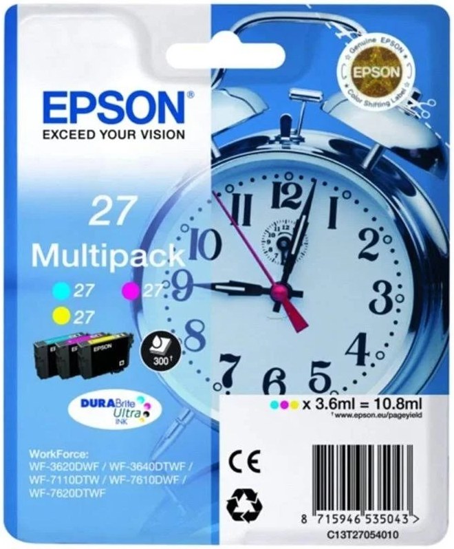 Epson originál ink C13T27054022, 27, color, 3x3,6ml