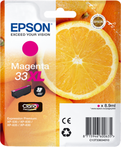 Epson originál ink C13T33634012, T33XL, magenta, 8,9ml, Epson Expression Home a Premium XP-530,630,635,830