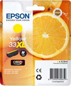 Epson originál ink C13T33644012, T33XL 33XL, yellow, 8,9ml, Epson Expression Home a Premium XP-530,630,635,830