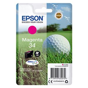 Epson originál ink C13T34634020, T346340, magenta, s ochranou, 4.2ml, Epson WF-3720DWF, 3725DWF