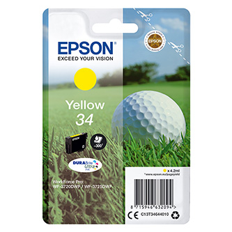 Epson originál ink C13T34644020, T346440, yellow, s ochranou, 4.2ml, Epson WF-3720DWF, 3725DWF