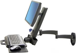 Ergotron 200 Series, nástenný držiak pre monitor, klávesnicu+ myš, 24", čierny