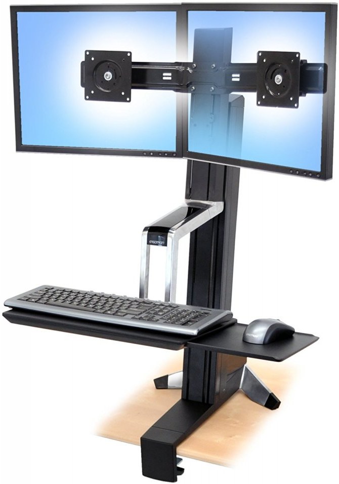 Ergotron WorkFit-S, stojan pre 2 monitory, klávesnicu a myš