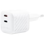 ERPOWER nabíjačka 65W, 2x USB-C, Dual Mini GaN, Biela