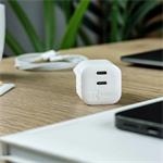 ERPOWER nabíjačka 65W, 2x USB-C, Dual Mini GaN, Biela
