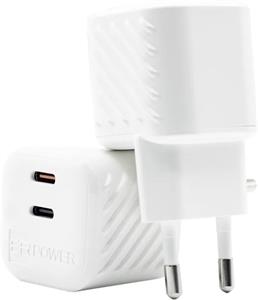 ERPOWER nabíjačka 65W, 2x USB-C, Dual Mini GaN, Biela