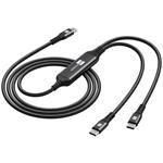 ERPOWER, USB-C SPLITTER, 1.5m, 100W, čierny