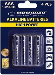 Esperanza alkalická AAA batéria, 4 ks blister