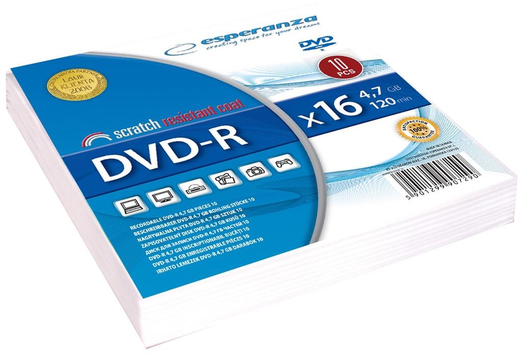 Esperanza DVD-R, obalka, 4.7GB 16x, cena za 1 ks
