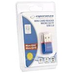 Esperanza MicroSD EA134B, mini čítačka, modrá