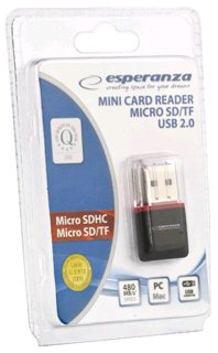 Esperanza MicroSD EA134K, mini čítačka, čierna