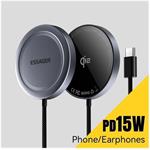 Essager magnetická bezdrôtová nabíjačka Qi2, 15W, sivá