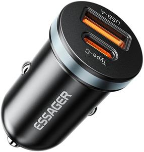 Essager Mini USB-A/USB-C autonabíjačka, 30W