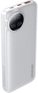 Essager powerbanka s digitálnym displejom a integrovaným káblom, 10000mAh, 22,5W, biela