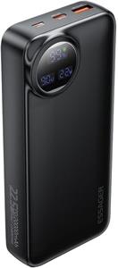 Essager powerbanka s digitálnym displejom a integrovaným káblom, 20000mAh, 22,5W, čierna