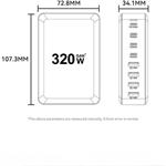 Essager stolová nabíjačka, 320W, GaN, 4xUSB-C + 4xUSB-A