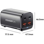 Essager stolová nabíjačka, 67W, GaN, 2xUSB-C + 2xUSB-A