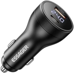 Essager super rýchla USB-A/USB-C autonabíjačka s digitálnym displejom, 100W
