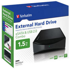 Ext. HDD Verbatim 1.5TB, USB, eSATA, 3.5", čierny