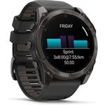 fenix 8 - 43mm, AMOLED, Sapphire, Carbon Gray DLC Titanium, Black/Pebble Gray