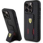 Ferrari Carbon Grip Stand kryt pre iPhone 15 Pro Max, čierny