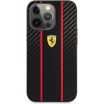 Ferrari PU Carbon Effect Metal Logo kryt pre iPhone 14 Pro Max, čierny