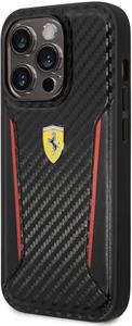 Ferrari PU Carbon kryt pre iPhone 14 Pro, čierny