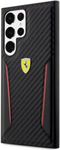Ferrari PU Carbon kryt pre Samsung Galaxy S23 Ultra, čierny